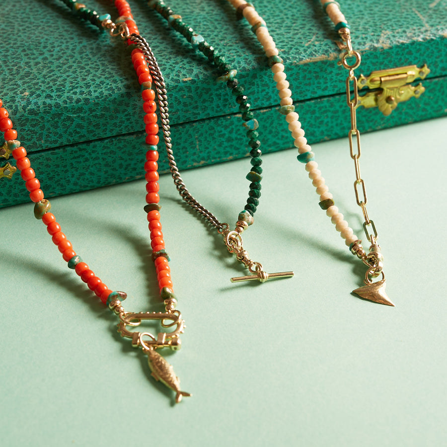 Hot pepper turquoise mix necklace